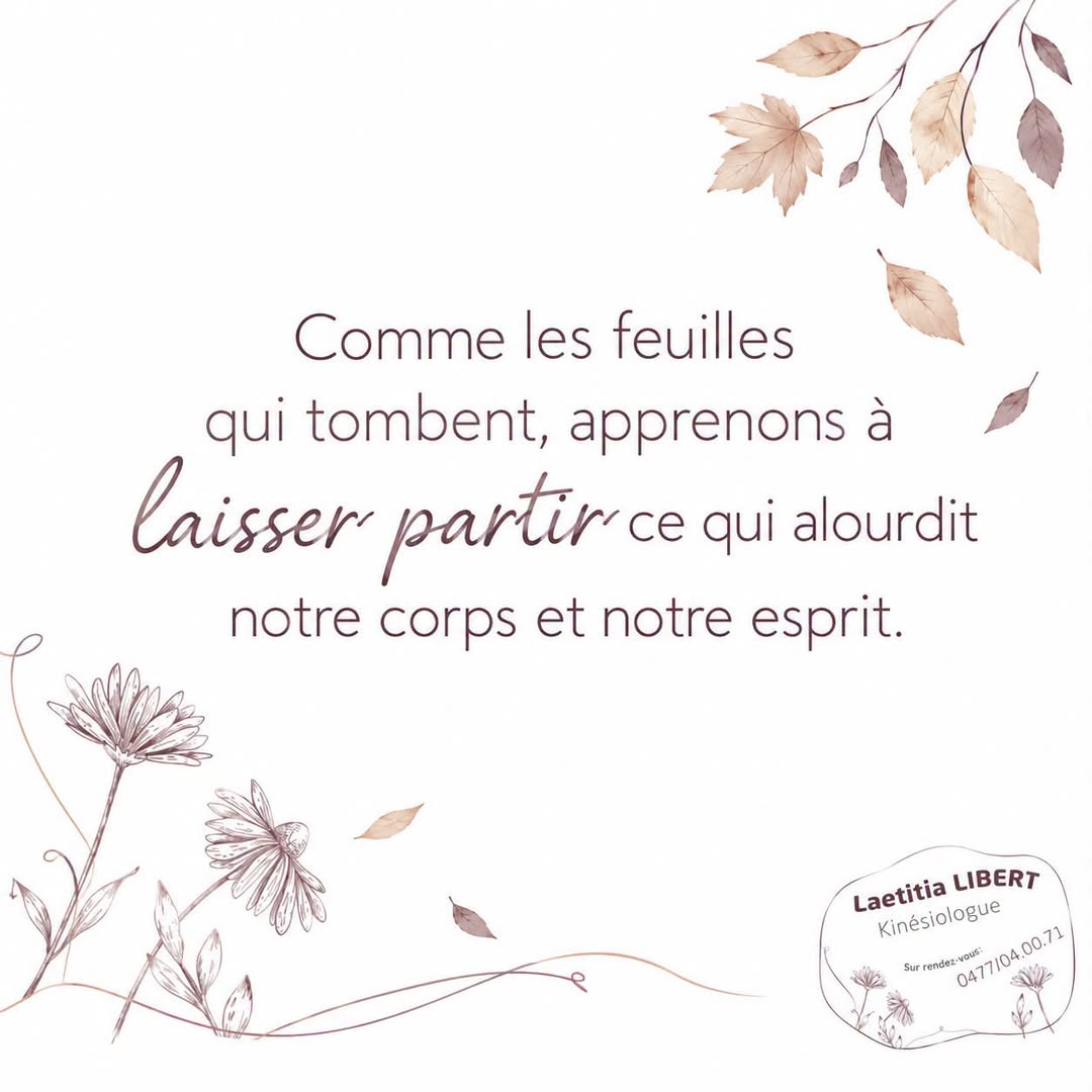 Illustration de feuilles qui tombent et invitation à laisser partir ce qui alourdit le corps et l’esprit