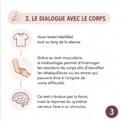 Illustration sur le dialogue avec le corps et le test musculaire en kinésiologie